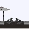 Outdoor Sofa Set With Metal Frame And Coffee Table Under Patio Umbrella 3d model
