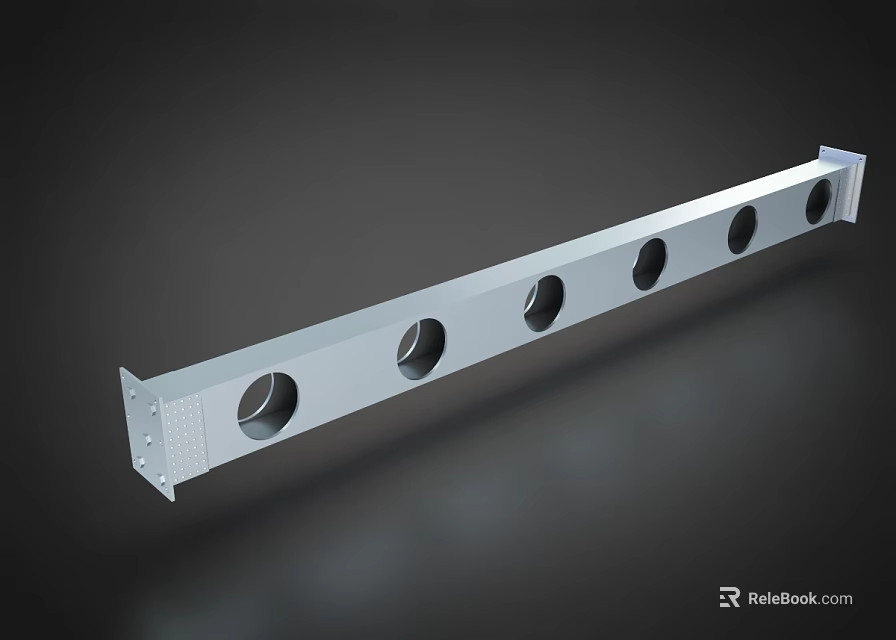 Metal Mounting Strip With Multiple Circular Holes For Industrial Applications 3d model 