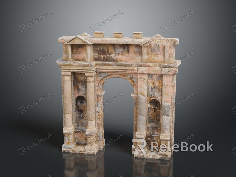 Gate House Stone Gate House Gate Post Stone Gate Post Ruin Gate Post Arch Stone Post Outdoor Articles Realistic model