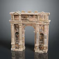 Scenic Ancient Stone Arch Architecture With Columns Top Decorations And Textured Design