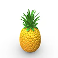 Fresh Juicy Pineapple With Green Leafy Top And Ripe Yellow Skin