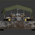 Vintage Modified Vehicle Featuring Green Canvas Top And Metal Body Tracks