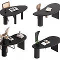 Quiet ancient style desk and chair combination 3d model