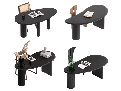 Quiet ancient style desk and chair combination 3d model