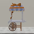 Colorful Candy Cart With Blue Orange Striped Canopy And Orange Bow