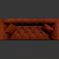 Elegant Red Tufted Multi-Seat Sofa With Curved Armrests And Soft Cushions
