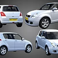 White Suzuki Compact Cars Exterior Design View From Different Angles 3d model