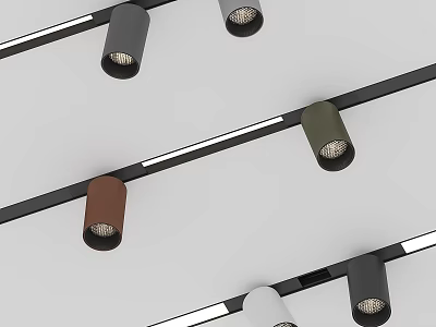 Stylish Track Mounted Downlights And Spotlights With Multicolor Housing For Modern Ceiling 3d model