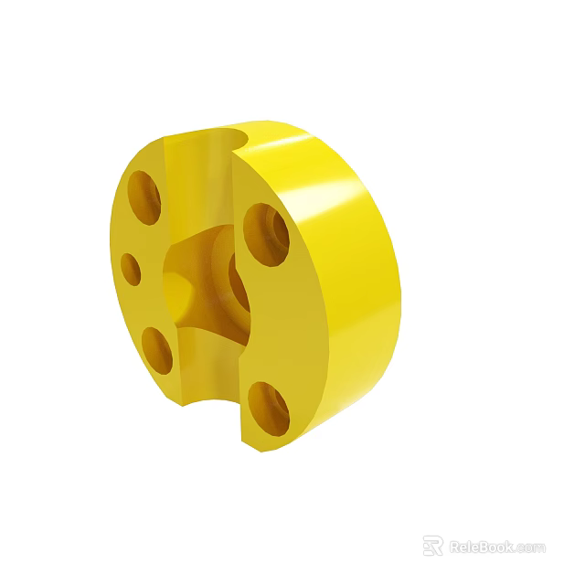 Yellow Circular Mechanical Flange Component With Multiple Holes For Industrial Use 3d model