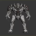 Mechanical Robot Character With Metallic Armor Structure And Red Accent Design Details 3d model