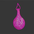 Colorful Handcrafted Decorative Bottle With Intricate Patterns Pink Body And Red String