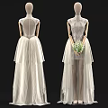 Elegant Sleeveless Lace Wedding Dress With Open Back And Layered Tulle Skirt