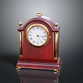 Classic Red Wooden Mantel Clock With Gold Accents And Roman Numeral Dial Design