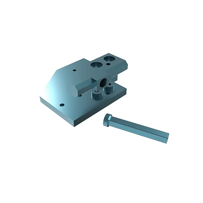 Precision Machined Metal Mechanical Parts With Holes And Cylindrical Rod 3d model