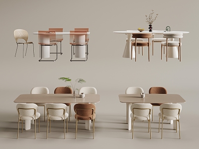 Cream wind dining table and chair model