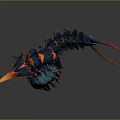 Blue 3D Fantasy Serpent With Flaming Head Spiked Body Fiery Tail