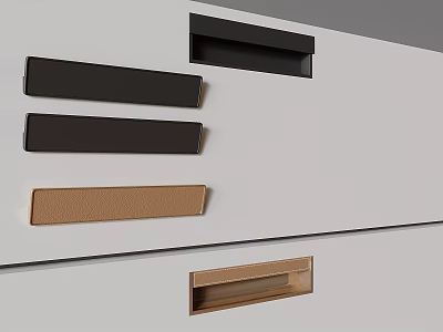 Modern Cabinet And Drawer Handles In Black And Brown Sleek Design 3d model