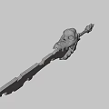 Silver Blade Sword With Golden Dragon Skeleton Design And Red Rope Hilt