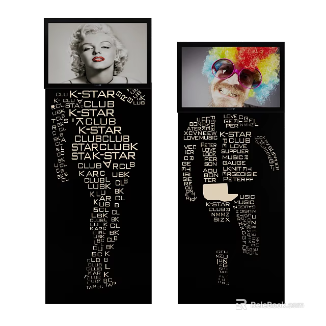 Decorative Room Divider With Word Art Portrait Design For Interior Decor 3d model 