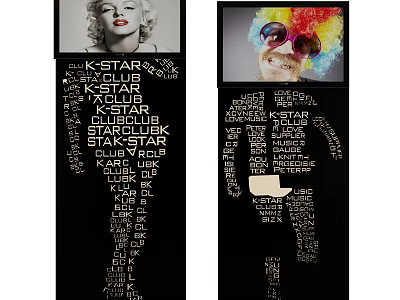 Decorative Room Divider With Word Art Portrait Design For Interior Decor 3d model