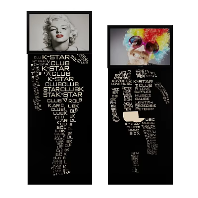 Decorative Room Divider With Word Art Portrait Design For Interior Decor 3d model