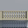 White Stone Swing Door With Classic Baluster Design For Home Interior
