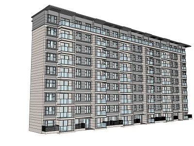 Modern Multi Storey Apartment Building Exterior With Glass Windows And Balconies 3d model