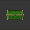 Traditional Chinese Red Entrance Gate With Green Tiled Roof And Golden Curved Eaves
