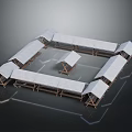 Outdoor Pavilion Furniture With Square Layout Wooden Frame And Gray Roofs For Outdoor Space