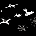 Various Types Of Drones With Different Designs And Components On Black Background