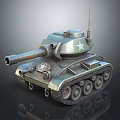 Military Tank With Long Cannon Metal Tracks And White Star Insignia