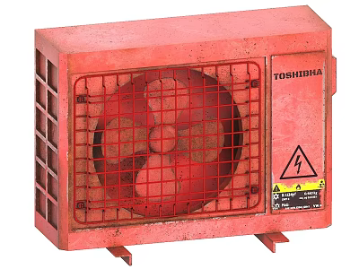 Red Toshiba Industrial Air Conditioner Air Outlet with Grille and Warning Label 3d model