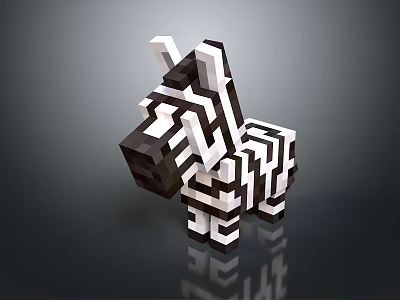 Cute Pixel Art Zebra Decorative Figurine for Home Living Room Tabletop Decoration 3d model