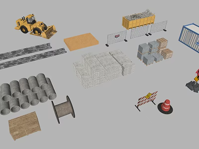 Modern building materials construction site sketch 3d model