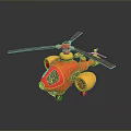 Red Toy Helicopter 3D Model With Yellow Wheels And Rotating Propellers 3d model