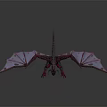 Red and Black Winged Dragon Fantasy 3D Model With Detailed Mythical Features