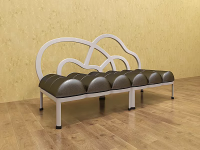 Modern Leisure Chair With White Cloud Shaped Backrest Black Padded Seat And Silver Metal Legs 3d model