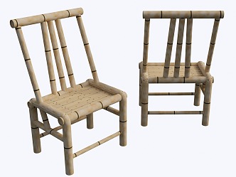 New Chinese Style Bamboo Art Chair 3d model