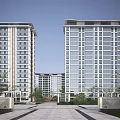 High-rise residential SU model 3d model
