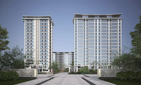 High-rise residential SU model 3d model