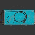 Blue Industrial Equipment With Wheels Control Panel Top Cable And Rusty Surface 3d model