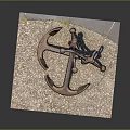 Vintage Anchor Decorative Ornament Set On Square Stone Base For Home Decoration