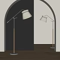 Modern Arc Floor Lamp With White Shade Metal Frame And Wooden Base