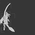 3D Model Mythical Monster Creature With Gray Body Red Head Protrusions Long Tail Sharp Claws