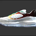 Stylish White Sneakers With Green Laces Transparent Upper Orange Red Accents Star Logo Thick Sole