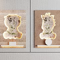 Animal Shaped Hollow Out Wall Decor With Small Plant And Wooden Base