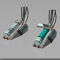 Futuristic Tech Devices With White Orange Exterior Open Lid Green Interior And Cables