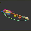 Handcrafted Traditional Wooden String Instrument with Decorative Beads Long Neck and Colorful Gemstone Inlays