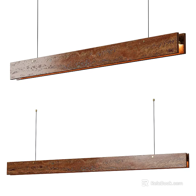 Modern Long Textured Rustic Metal Pendant Light Hanging Design For Home Interior 3d model 