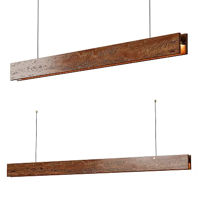 Modern Long Textured Rustic Metal Pendant Light Hanging Design For Home Interior 3d model
